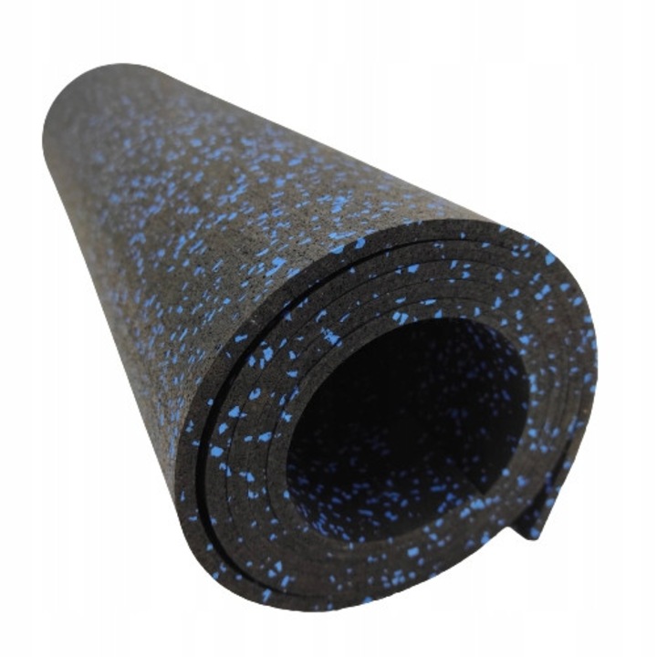 Mata fitness, 160cm x 62,5cm, 6mm, neagra cu stropi gri