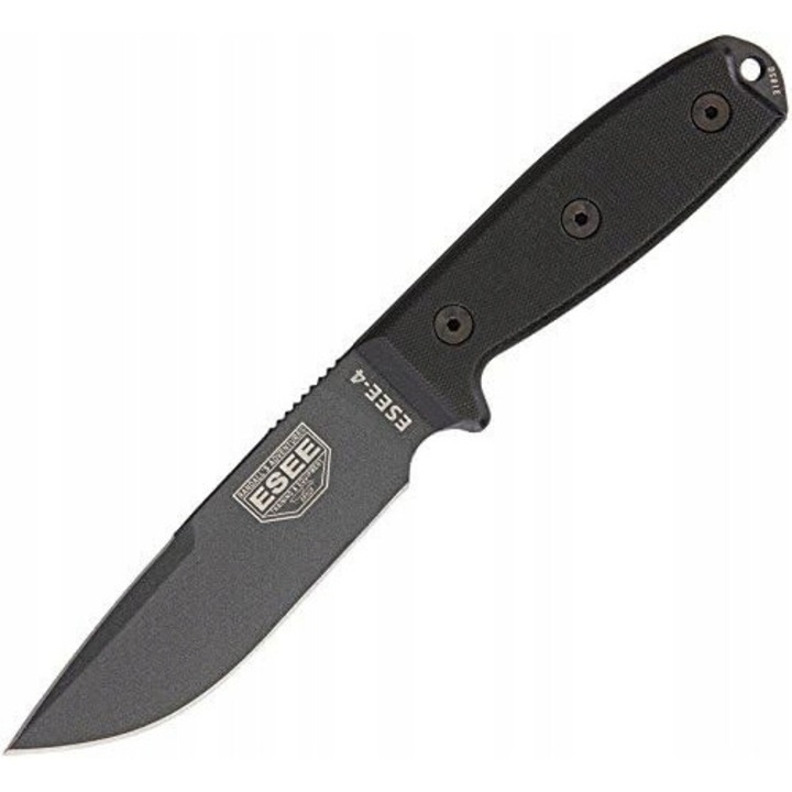 Cutit tactic ESEE Model 4, otel carbon 1095, lama drop point, negru, 229mm