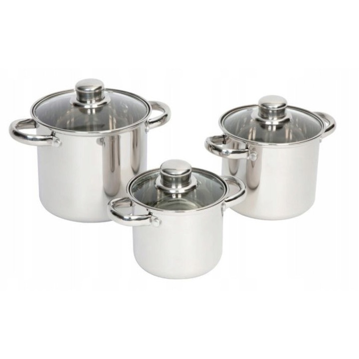 Set turistic de oale Bo-Camp Royal Plus, 3 piese, inox, 1.3L, 2.0L, 3.0L