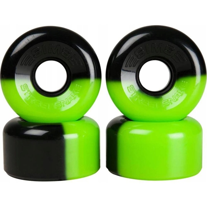 Roti role Sims Street Snakes 2 Tone 62mm, verde/negru, set 4 bucati, poliuretan, 78A