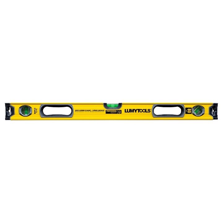 Lumytools LT16598 mágneses vízmérték, 3 indikátorral, alumínium, 800 mm