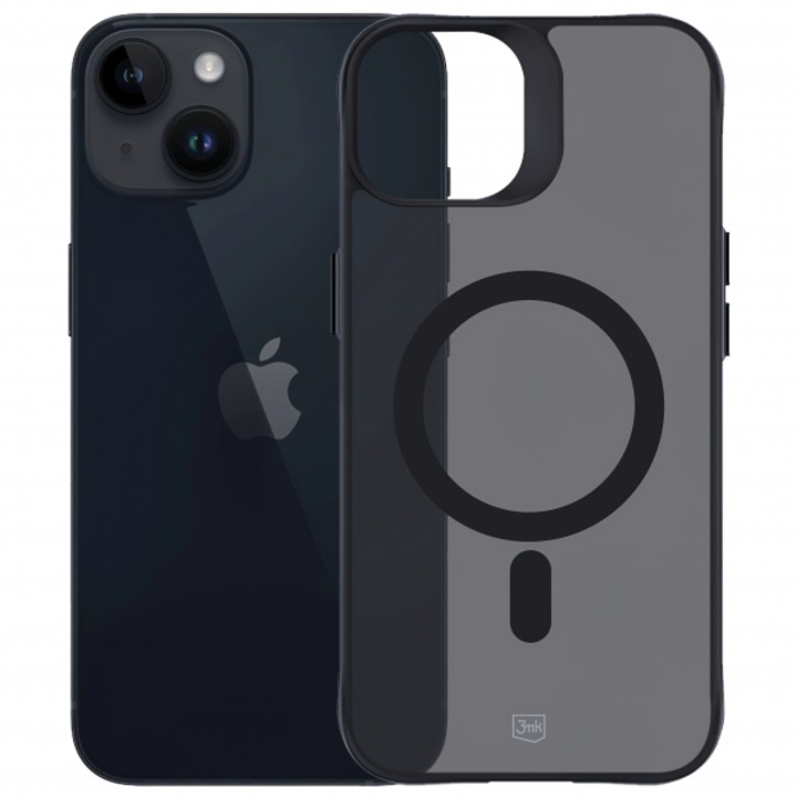 Husa MagSafe pentru Apple iPhone 14 / 13, 3MK, Smoke MagCase, Neagra