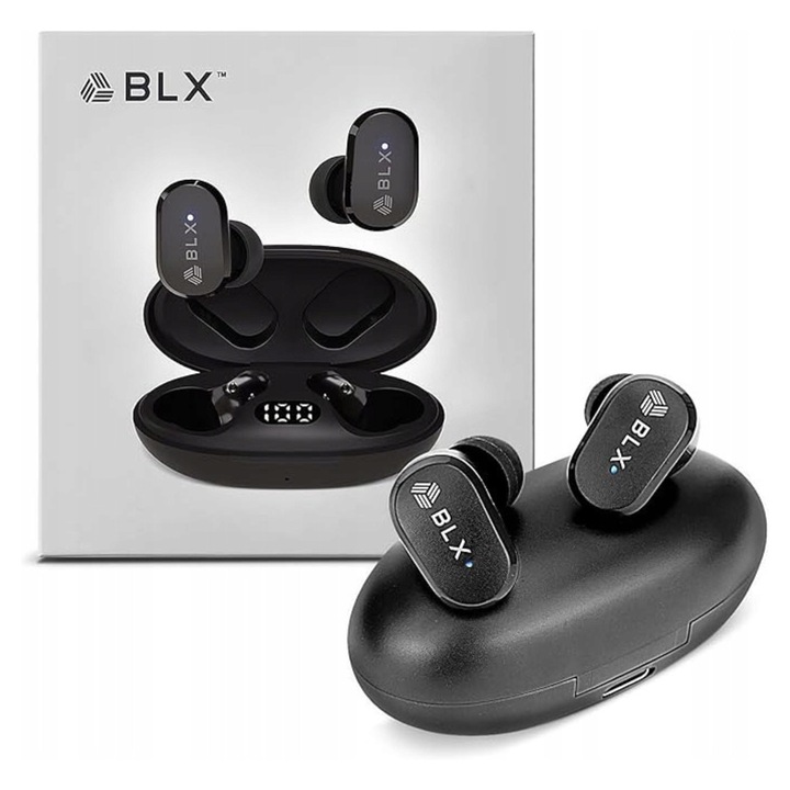 BLX EarBuds G2 vezeték nélküli fülhallgató, dual-sztereó, fekete, ergonomikus, 6 órás üzemidővel