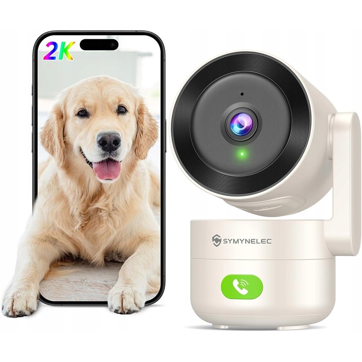 Вътрешна камера за наблюдение 360, 4MP, функция за проследяване, IR нощно виждане, комплект от 2 броя