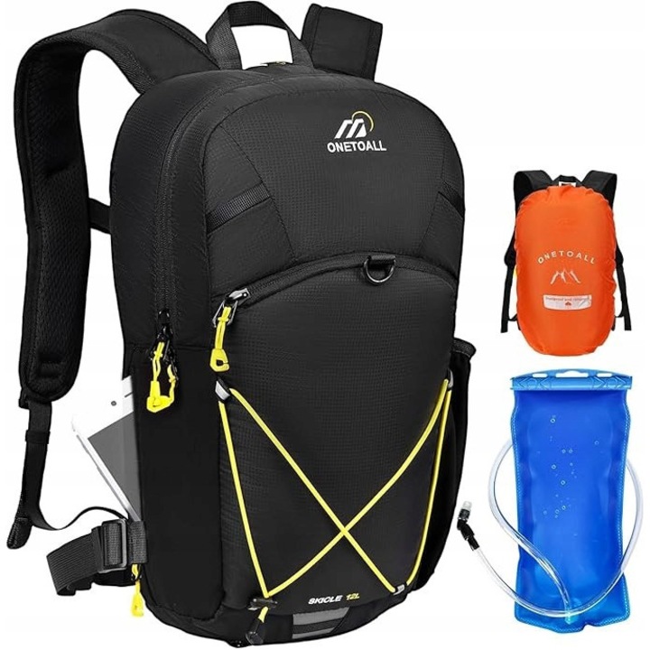 Rucsac turistic 12l cu husa si bidoane 2l, multicolor