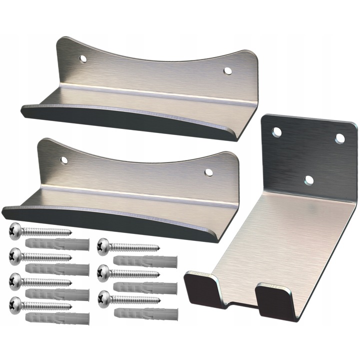 Suport depozitare bicicleta, 3 piese, inox, 45 kg, montare pe perete, dimensiuni suport 18x11,8cm