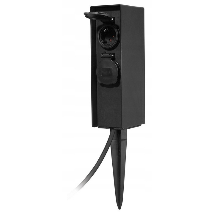 Slupek de alimentare exterior cu 2 guri, 230 V, IP44, 3m, pentru gradina, terasa, design modern