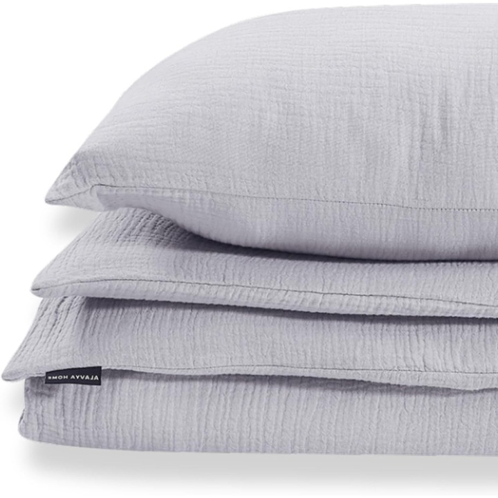 Ágynemű, Muszlin ágynemű, szürke, 135x200cm