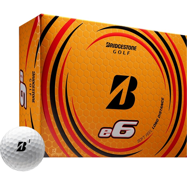 Minge golf Bridgestone e6, alb, set 12 bucati, model 2021