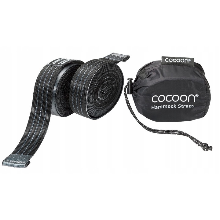 Ленти за закрепване на хамак, 2 броя, 90 кг, черно/сиво, 10x5см