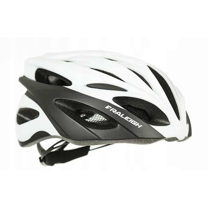 Casca de protectie Raleigh alb-negru, MTB, cu ventilatie, reglabila, 240-280g