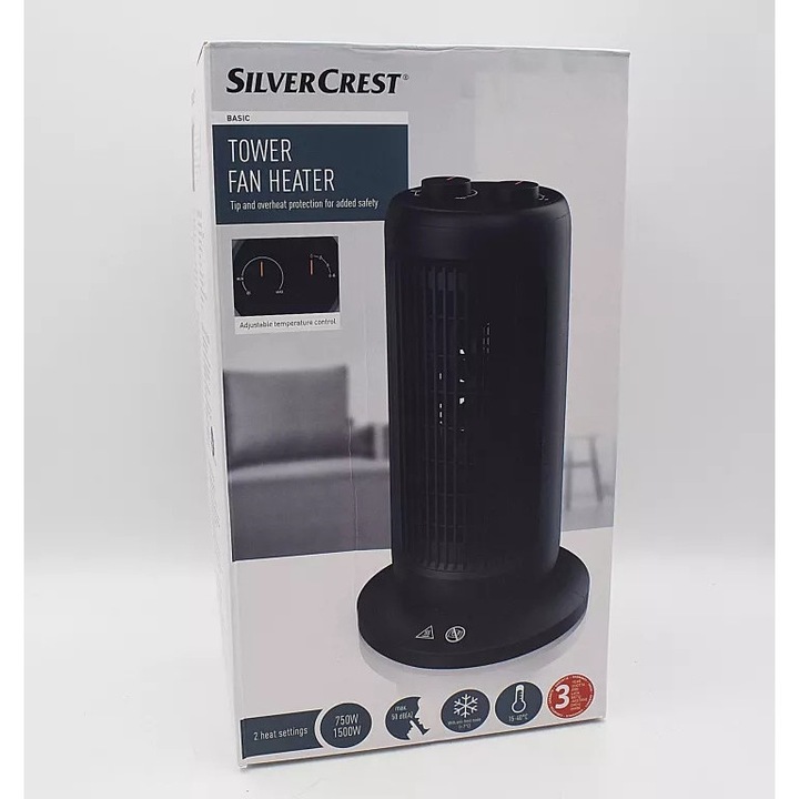 Aeroterma, 1500 W, 2 setari de caldura, negru, 21x35,8cm, set