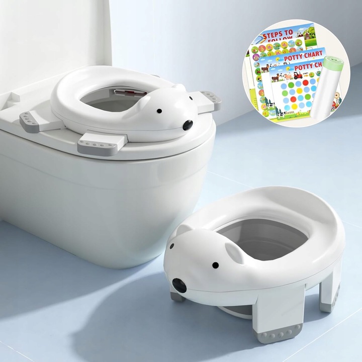 Nocnik turistic 2in1 pliabil pentru copii si bebelusi, multicolor