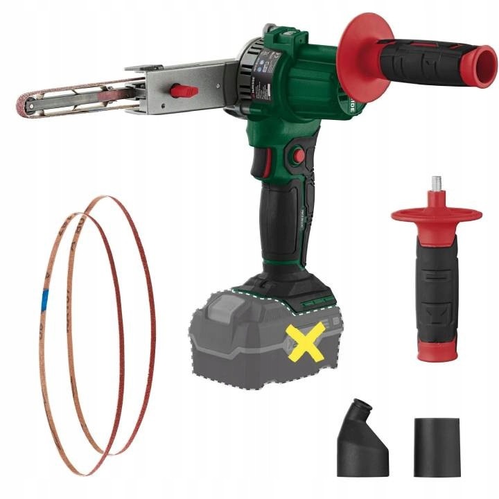 Slefuitor cu banda Parkside X 20 V Team, 2 benzi slefuitoare, adaptor pentru aspirator, 432x86,5x126,5mm