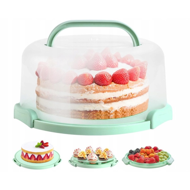 Кутия за транспортиране на сладкиши и торти, 30x12,7 см, с тава за 11 мъфина, неплъзгаща се