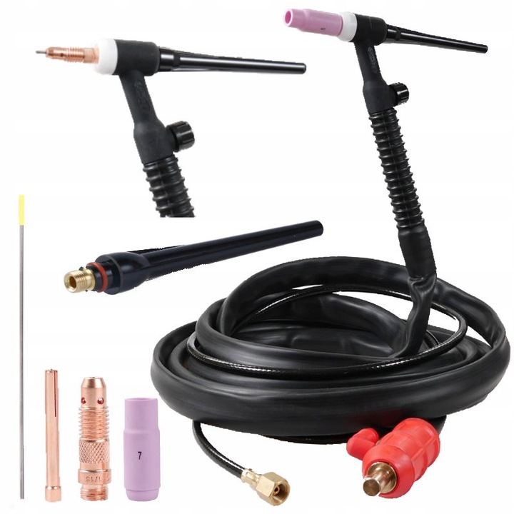 Set de accesorii pentru sudura TIG T-17V, Spartus, 4m, electroda tungsten, racire cu gaz