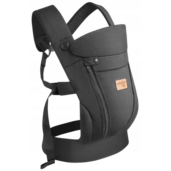 Marsupiu ergonomic pentru bebelusi, negru, 0-2 ani, usor si respirabil, cu curea reglabila