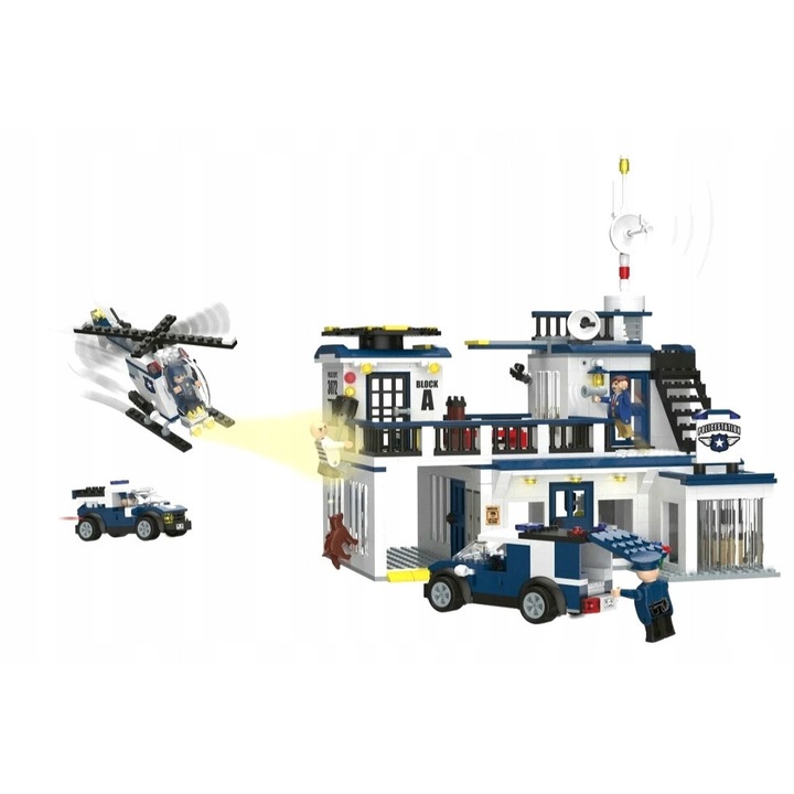 Комплект за изграждане, полицейски участък, 848 елемента, 5 фигурки, многоцветен