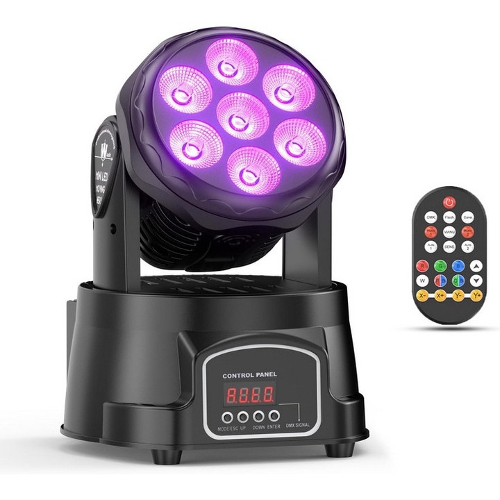 Lampa Scenica LED Moving Head 7*15W RGBW, 16,7 milioane culori, control de la distanta, 540x180°