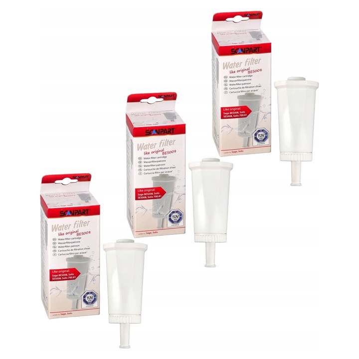 3 db Scanpart vízszűrő Sage BES008 eszpresszógépekhez, 2 hónap használatra, karton