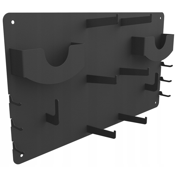 Tartó 2 sarokcsiszolóhoz, 6 kampó korongokhoz, 2 kampó kábelekhez, 6 kampó tartozékokhoz, 115x125mm, készlet