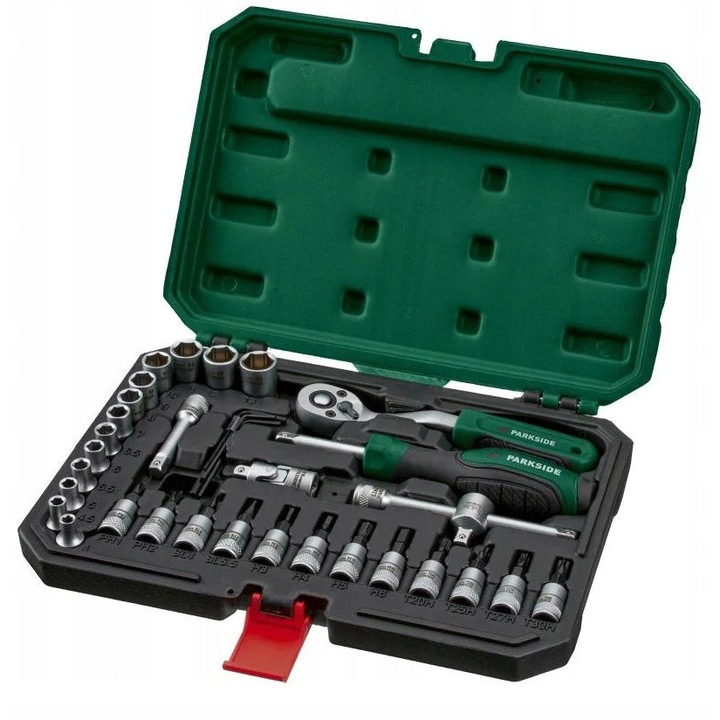 Set chei nasodate PARKSIDE 36 elemente, 1/4", cromat mat, din otel CR-V si S2