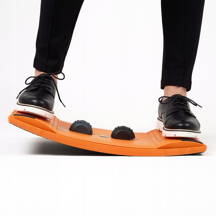 Podnozek balansant Gymba, 5,5x30,5x46,5 cm, portocaliu, set cu bile de masaj