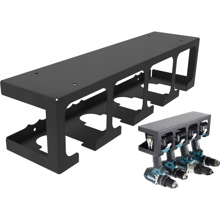 Fúrótartó 4 fúróhoz, univerzális, falra szerelhető