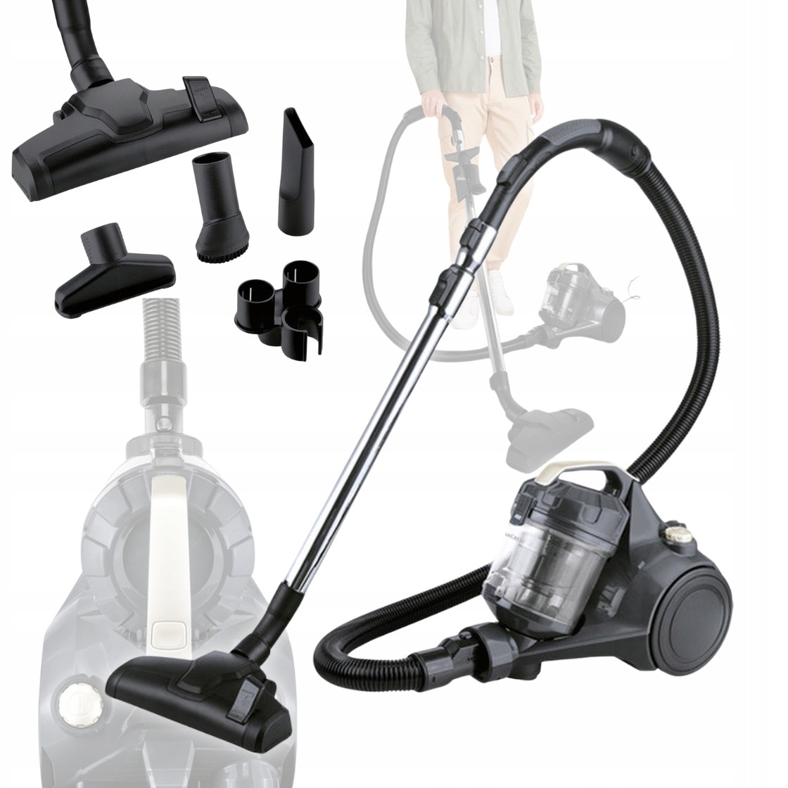 Aspirator ciclonic SilverCrest, 850W, filtr HEPA, 0,6l, 36x25x30cm