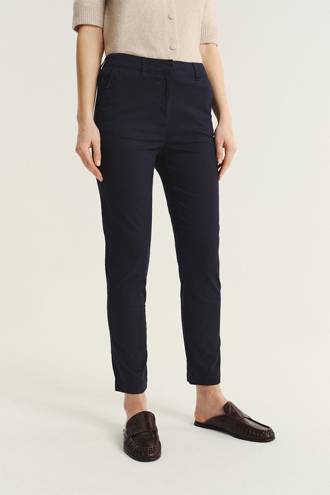 GreenPoint, Pantaloni chino crop slim fit, Albastru ultramarin