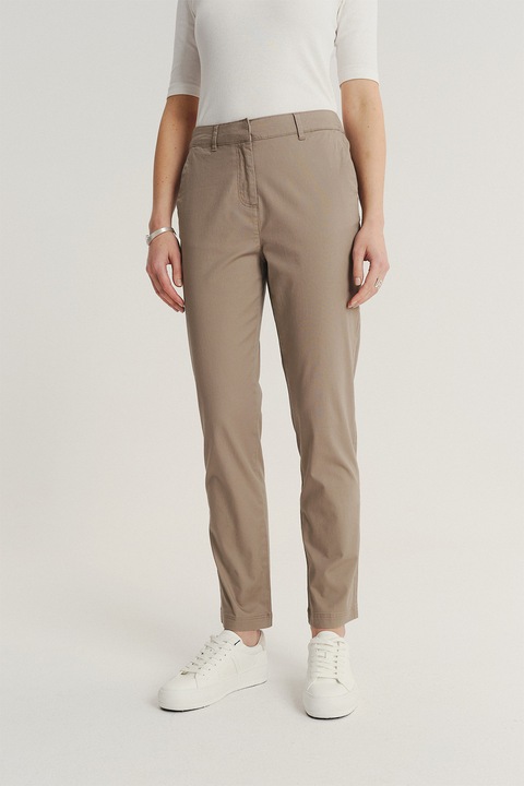 GreenPoint, Pantaloni chino crop slim fit, Bej inchis