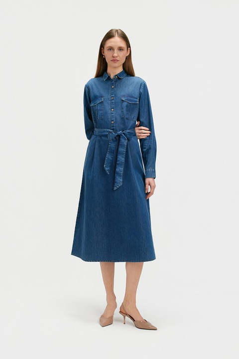 Top Secret, Rochie evazata din denim, Albastru inchis, 38