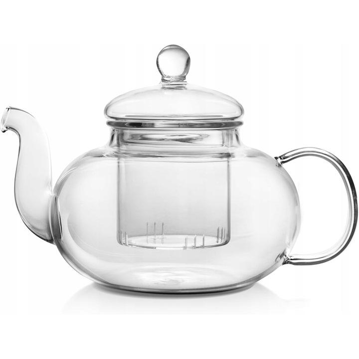 Ceainic din sticla cu infuzor 600 ml, transparent, pentru ceaiuri calde si reci