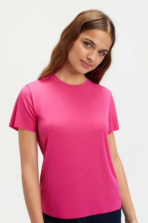 Top Secret, Tricou striat cu model uni, Roz