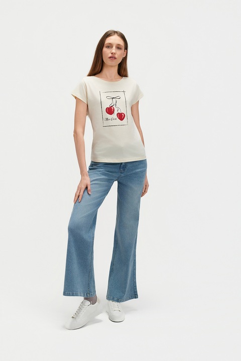 Top Secret, Tricou cu imprimeu grafic, Alb murdar