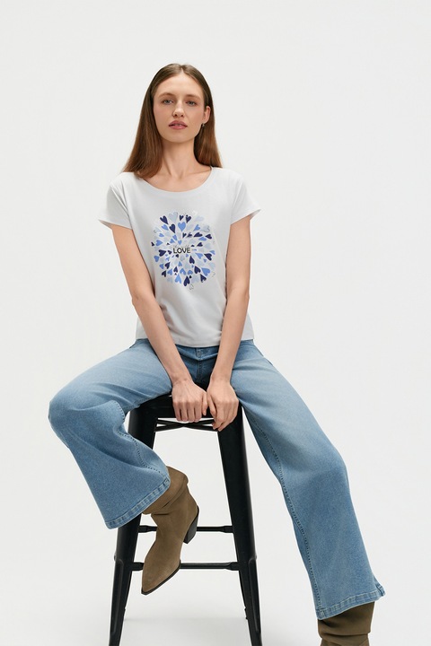 Top Secret, Tricou cu imprimeu grafic, Alb/Albastru