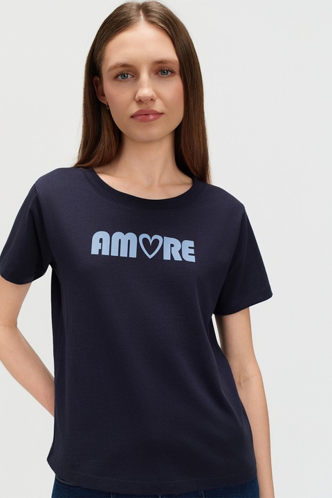 Top Secret, Tricou cu imprimeu text, Bleumarin