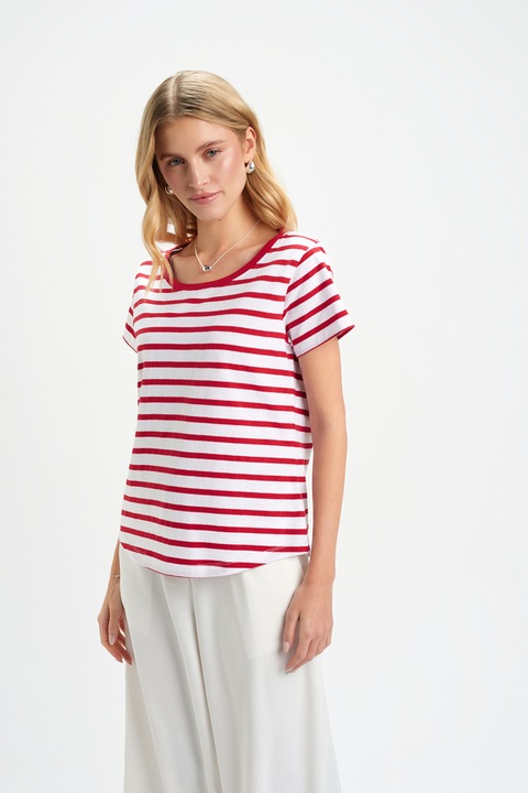 Top Secret, Tricou din bumbac cu dungi, Rosu/Alb