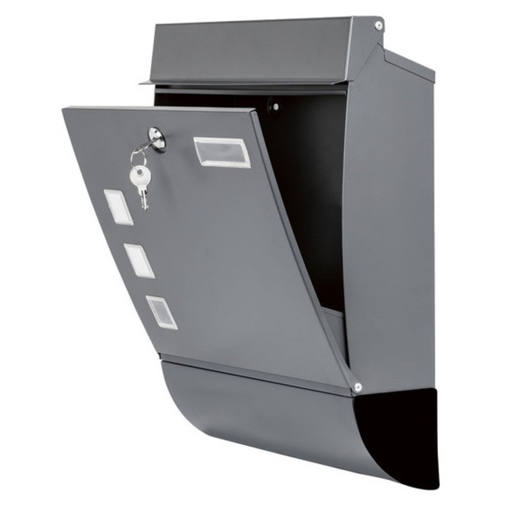 Cutie postala Livarno Home, gri, cu tuba pentru ziare, dimensiuni 35,5x45x12cm, 2 chei incluse