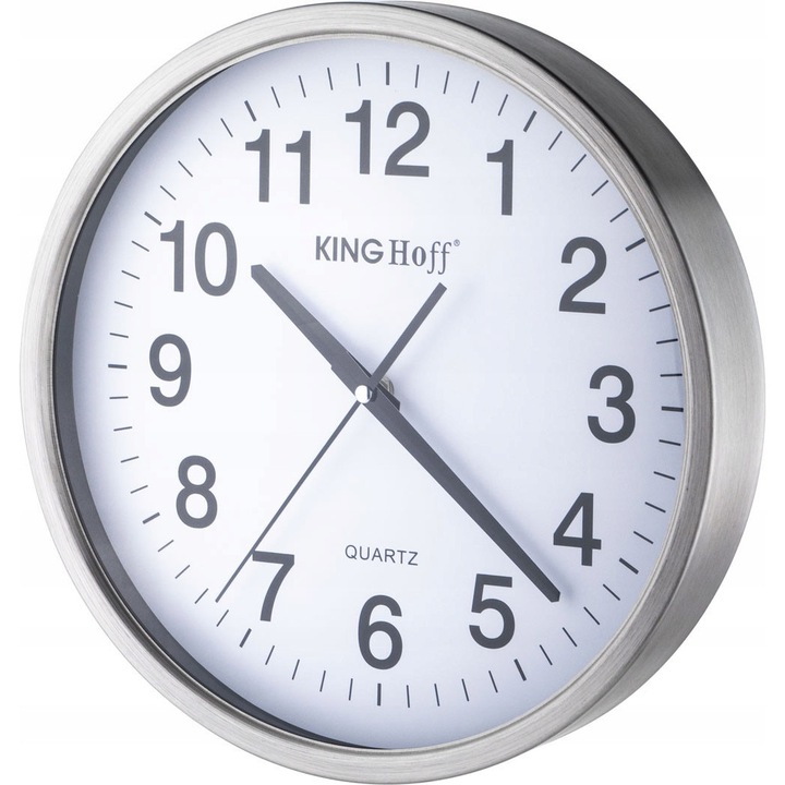 Dekoratív falióra, 30 cm, folyékony mechanizmus, szatén rozsdamentes acél, 1,5 V AA elemkészlet (nem tartozék)