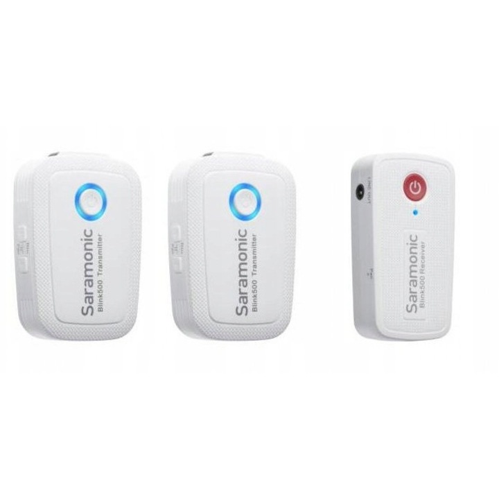 Set microfoane wireless Saramonic Blink500 B2W, 2 transmitatoare, receptor, 50m, 26.5g, 62x33x15.5mm