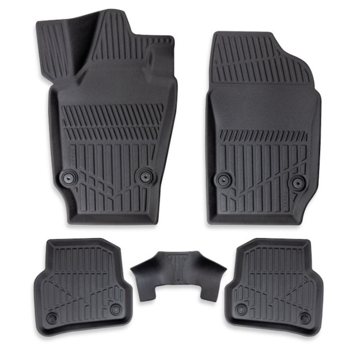 Set covorase auto cauciuc Skoda Fabia I 2000-2007, forma tavita 3D
