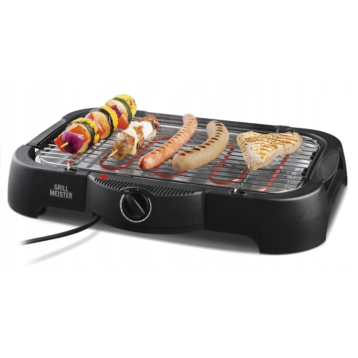 Gratar electric, 2000 W, 41x24cm, cu termostat si gratar din otel inoxidabil