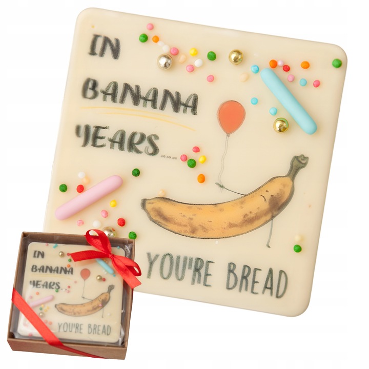 Ciocolata alba, Słodka Fanaberia, 45g, lucrata manual, cadou aniversar, ambalaj rustic cu fereastra, ingrediente premium, gust natural, gata pentru cadou