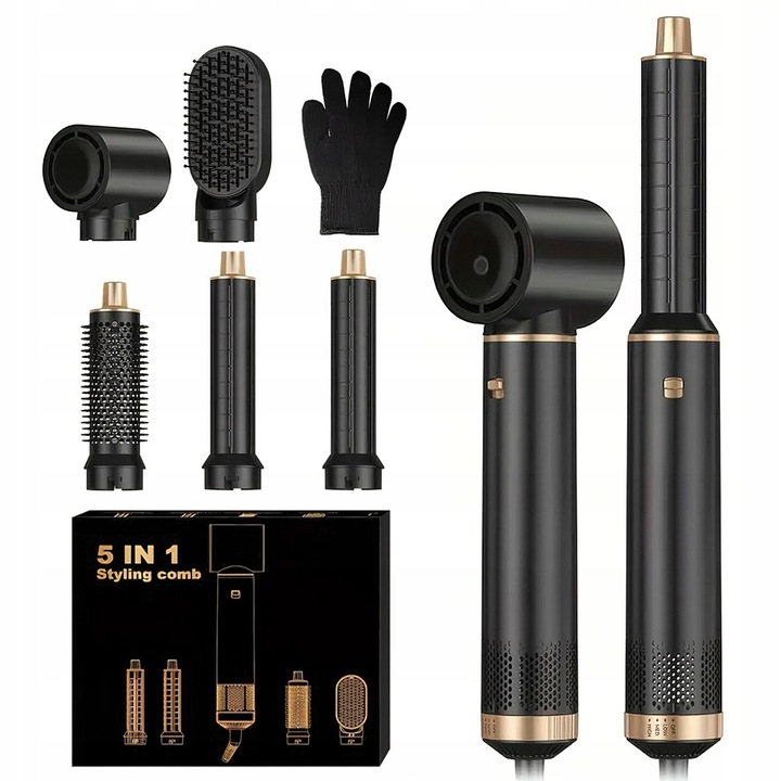 Uscator de par 5 in 1, model WT-638, 3 setari de temperatura, negru, 37cm