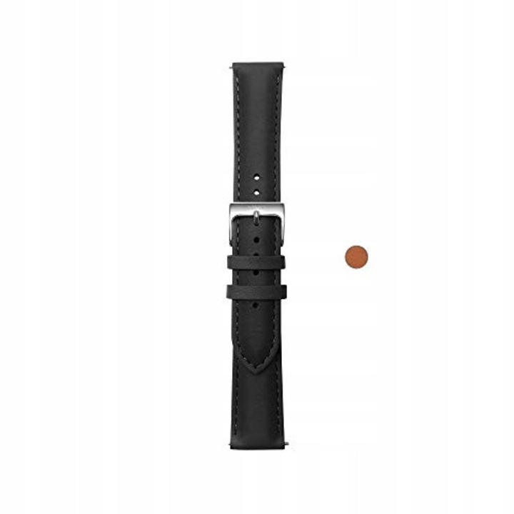 Bratara din piele pentru ceas Withings ScanWatch, 20mm, neagra, cu catarama argintie, unisex