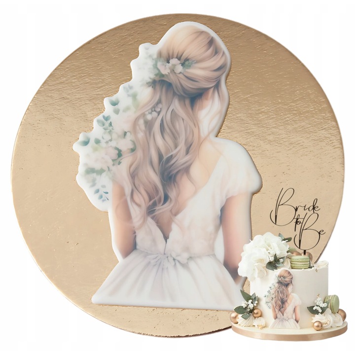 Figurina tort, Słodka Fanaberia, Petrecerea Burlacitelor, blonda, zahar lucrat manual, design elegant, accesoriu tematic premium, gata de utilizat, comestibil