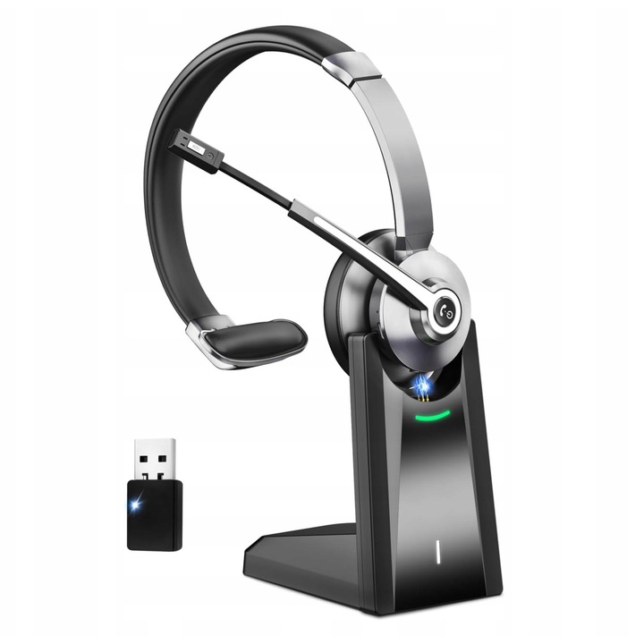 Vezeték nélküli fejhallgató mikrofonnal, Bluetooth 5.0, AI zajcsökkentés, töltőállomás, 120g