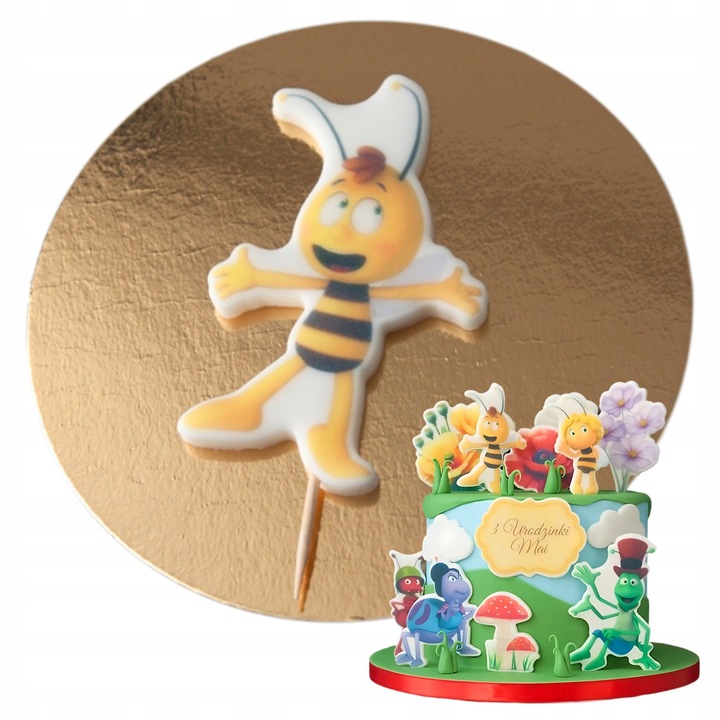 Figurina tort, Słodka Fanaberia, Albinuta Gucio, galben, decor zahar lucrat manual, culori intense, personaj indragit, gata de utilizat pe tort, comestibil