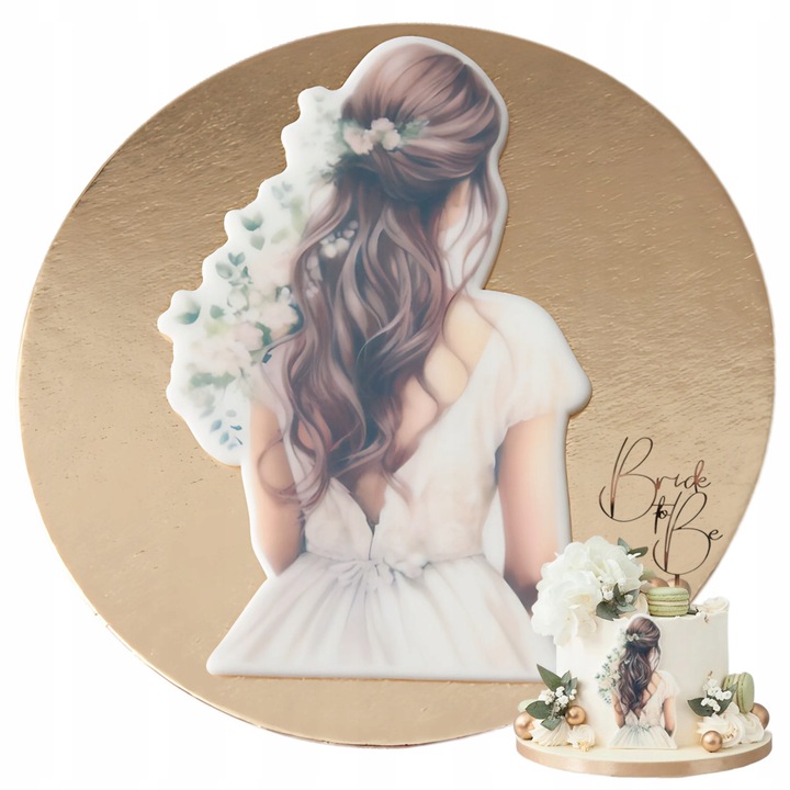 Figurina tort, Słodka Fanaberia, Bachelorette Brunette, zahar lucrat manual, design elegant pentru Petrecerea Burlacitelor, aspect premium, gata de pus pe tort